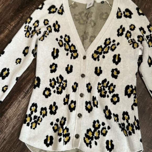 CAbi Cream Cardigan with Yellow and Black Floral Pattern - Picture 2 of 4